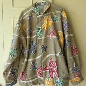 Vintage Michigan Rag Co Starfish Patterned Beach Jacket